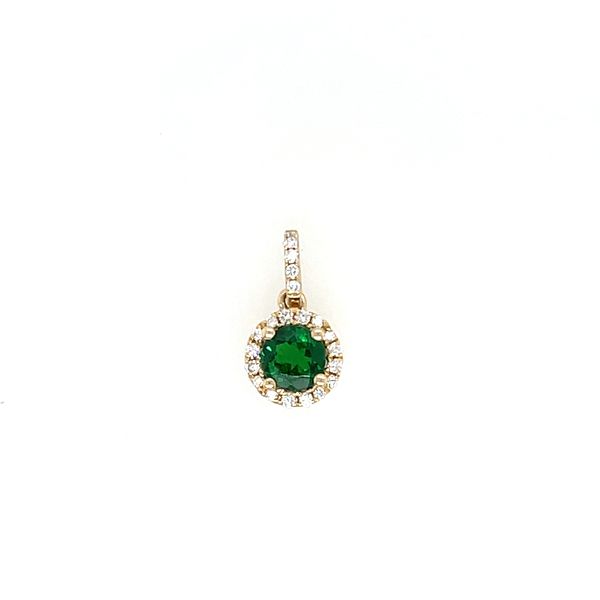14KY Gold Round Tsavorite Green Garnet & Diamond Pendant Image 4 Franzetti Jewelers Austin, TX