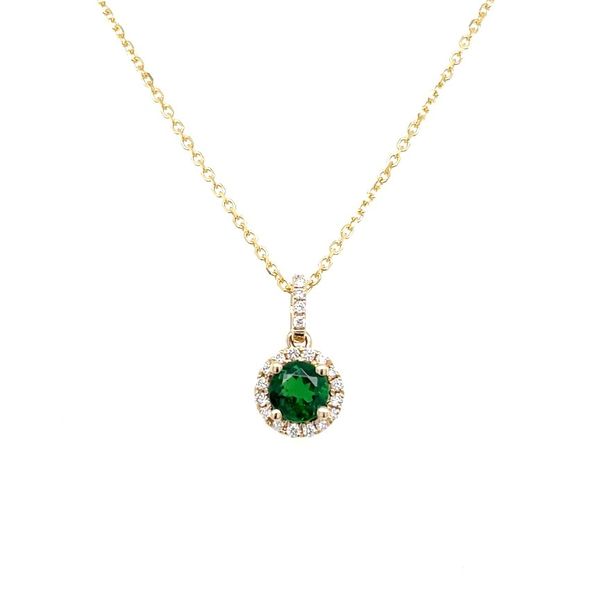14KY Gold Round Tsavorite Green Garnet & Diamond Pendant Franzetti Jewelers Austin, TX