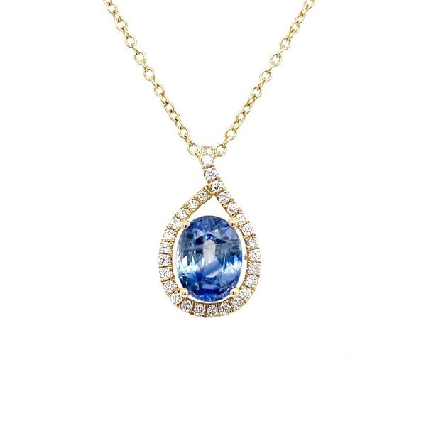 14KY Gold 1.99 Ct Oval Blue Sapphire with Diamonds Pendant Franzetti Jewelers Austin, TX