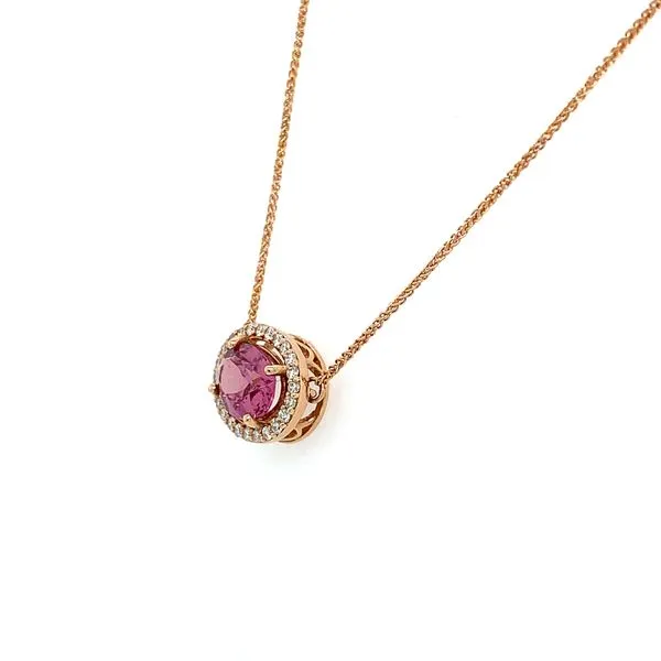 14KR Gold Lotus Garnet & Diamond Pendant with 18