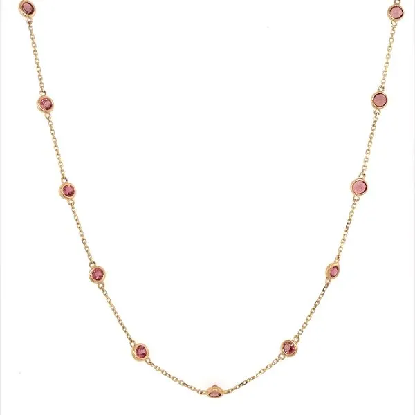 14K Yellow Gold Pink Tourmaline Station Necklace 2.37 CTW Franzetti Jewelers Austin, TX