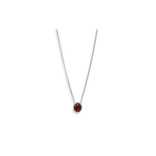 Hammered Edge Oval Baltic Amber Necklace 18