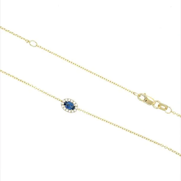 14KY East-to-West Set Oval Sapphire & Diamonds Necklace 18