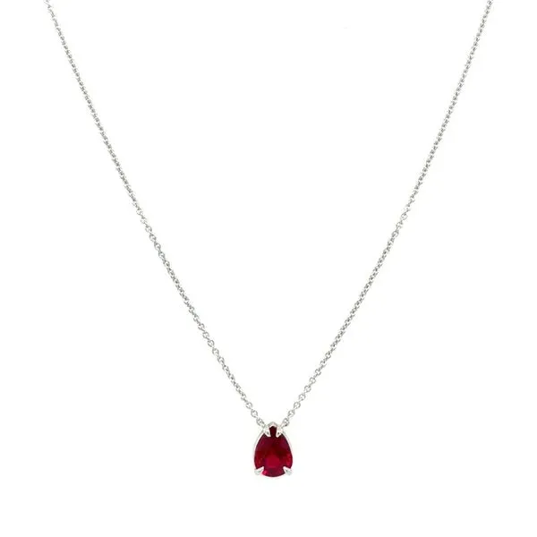 14KW Gold Necklace with 1.26 Ct Pear Ruby 18