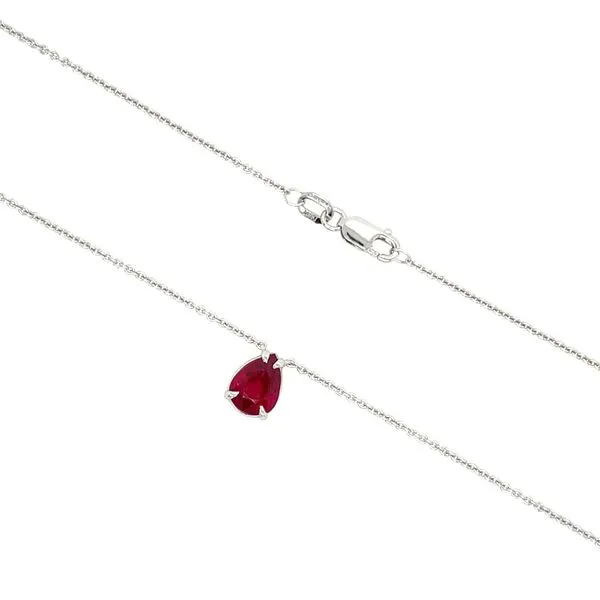 14KW Gold Necklace with 1.26 Ct Pear Ruby 18