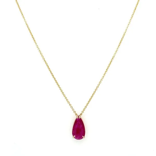 14KY Gold Necklace with 2 Ct Pear Ruby 18