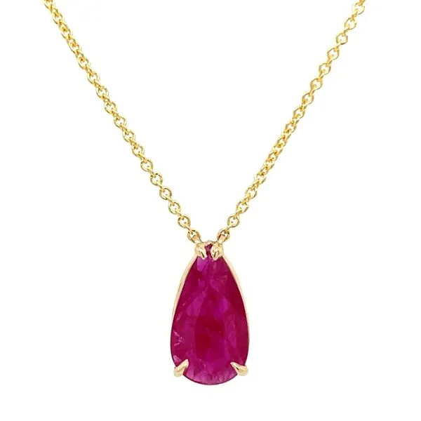 14KY Gold Necklace with 2 Ct Pear Ruby 18