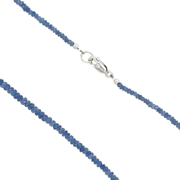 14KW Gold Blue Sapphire Facetted Bead Necklace - 16.5
