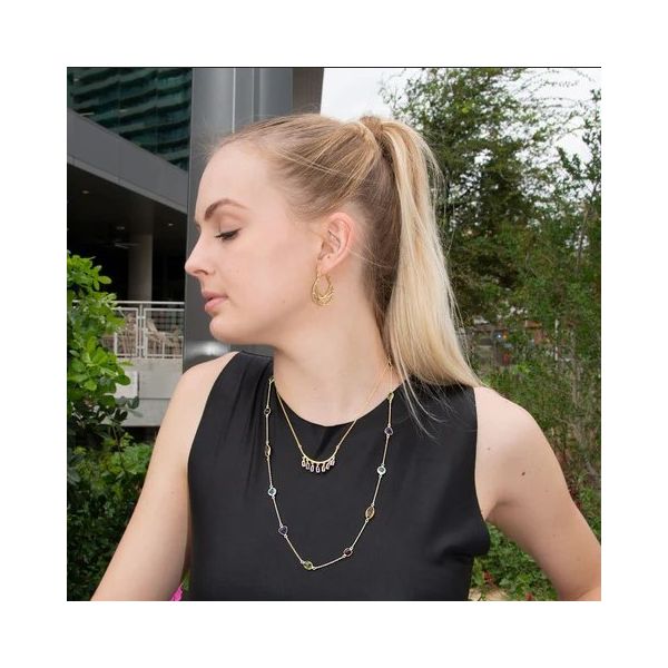 Vermeil Multi Colored Gemstone Necklace 25