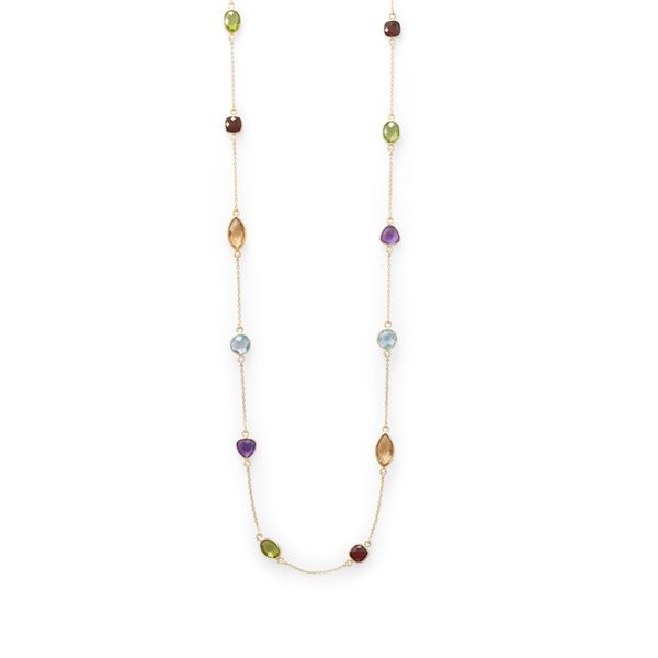 Vermeil Multi Colored Gemstone Necklace 25