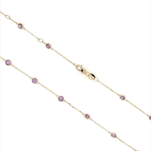 14K Yellow Gold Amethyst Station Necklace 2.36 CTW 18