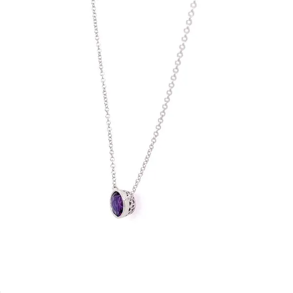 14K White Gold Necklace with Amethyst Pendant 18