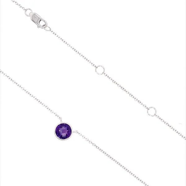 14K White Gold Necklace with Amethyst Pendant 18