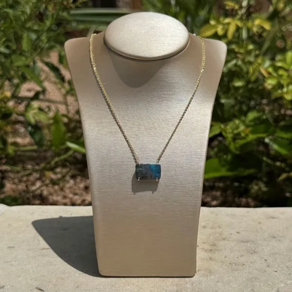 14KY Gold Australian Boulder Opal Necklace 17.5