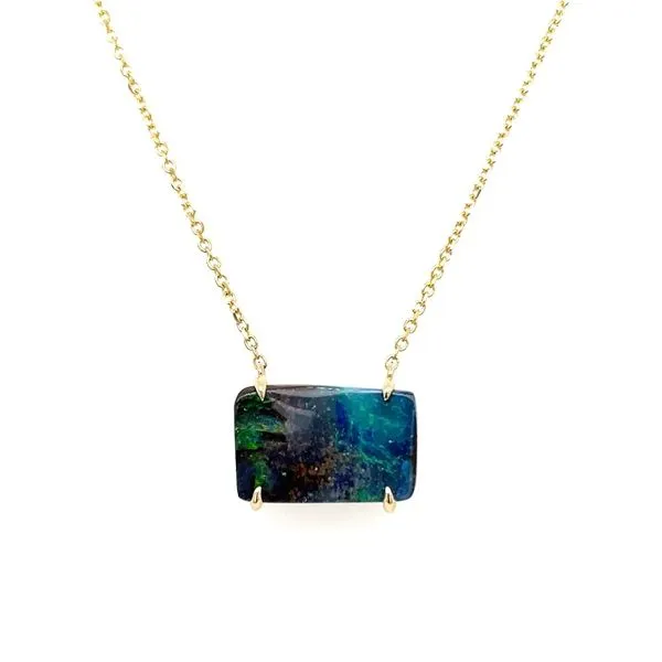 14KY Gold Australian Boulder Opal Necklace 17.5