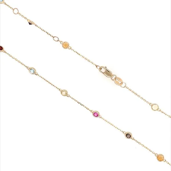 14K Yellow Gold Multi Colored Gemstone Necklace 2.78 CTW 18