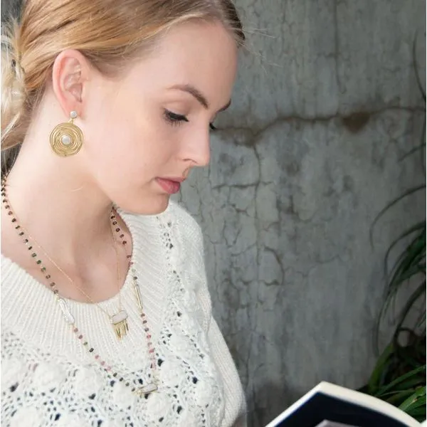 Vermeil Tourmaline & Cultured Freshwater Pearl Necklace 24