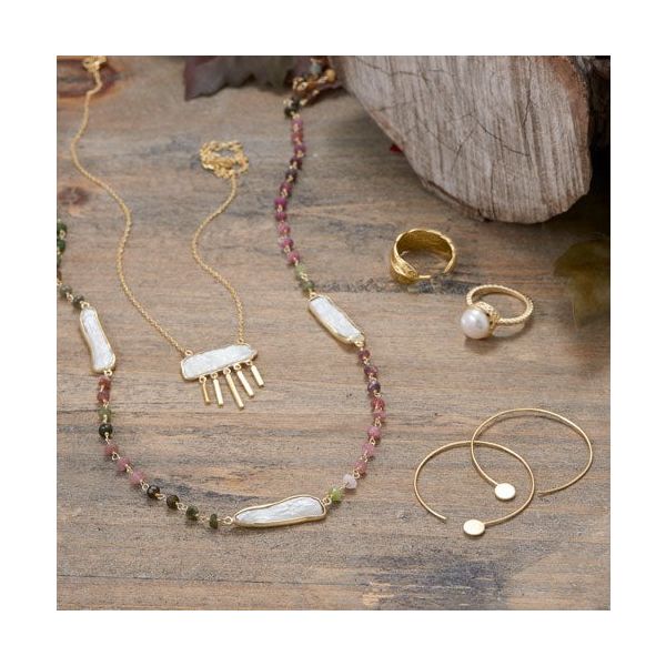 Vermeil Tourmaline & Cultured Freshwater Pearl Necklace 24