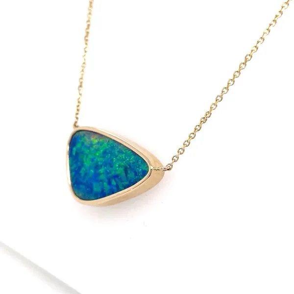 14KY Gold Freeform Australian Opal Necklace 18