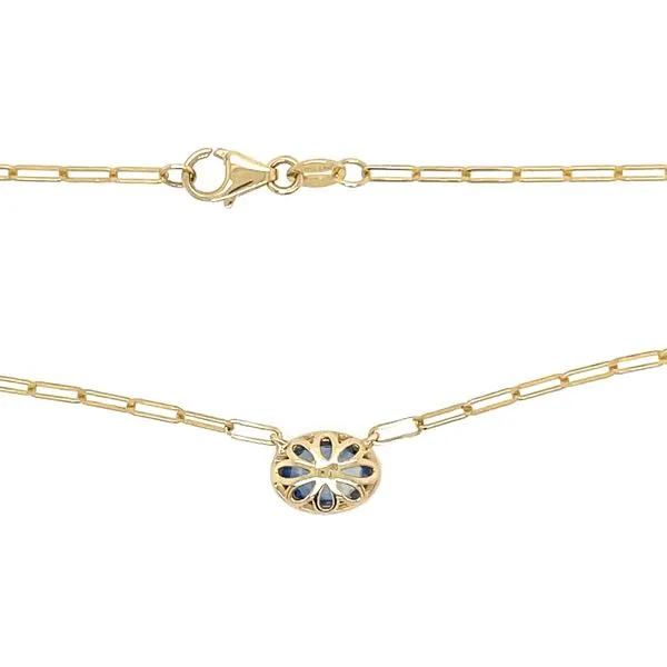 14KY Necklace with Bezel Set 1 Ct Oval Blue Sapphire - 18