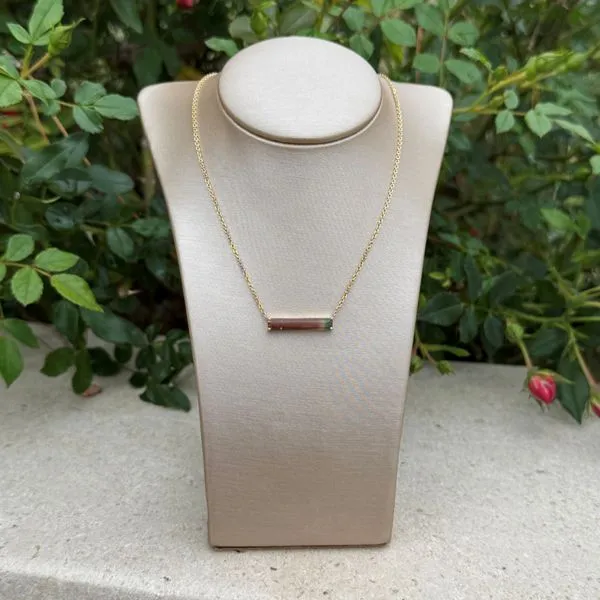 14KY East-to-West Set Watermelon Tourmaline Necklace 18