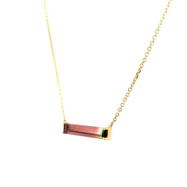 14KY East-to-West Set Watermelon Tourmaline Necklace 18