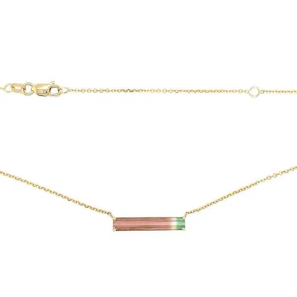14KY East-to-West Set Watermelon Tourmaline Necklace 18