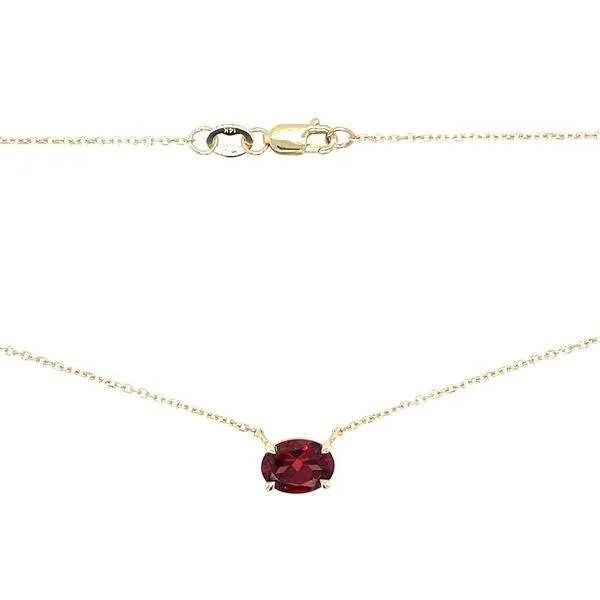 14KY Gold Necklace with 8 x 6 mm Oval Garnet - 18