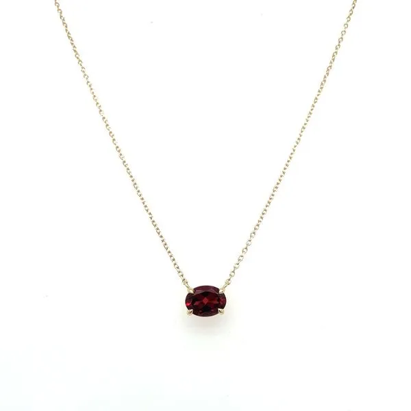 14KY Gold Necklace with 8 x 6 mm Oval Garnet - 18