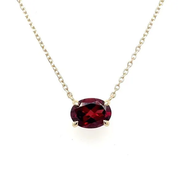 14KY Gold Necklace with 8 x 6 mm Oval Garnet - 18