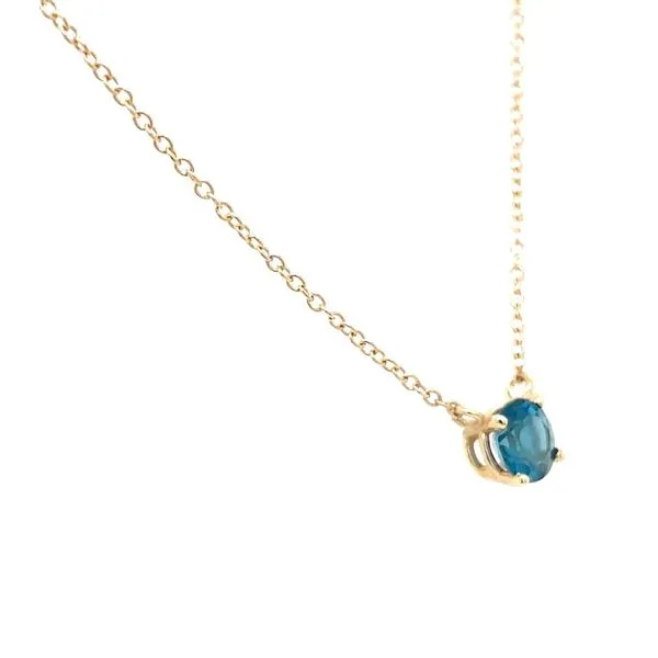 14KY Gold Necklace with 5 mm Round London Blue Topaz - 18