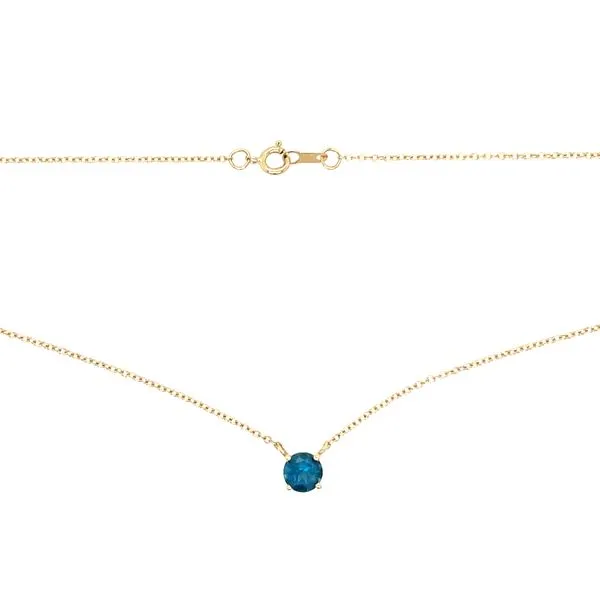 14KY Gold Necklace with 5 mm Round London Blue Topaz - 18
