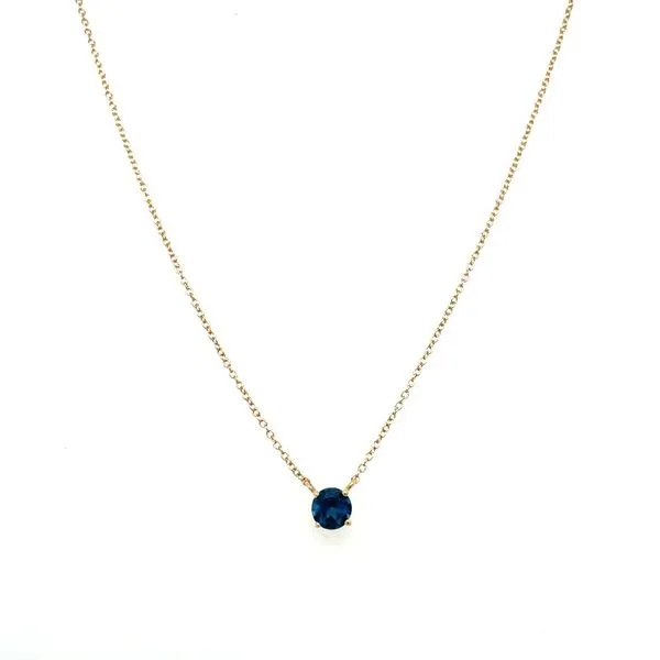 14KY Gold Necklace with 5 mm Round London Blue Topaz - 18
