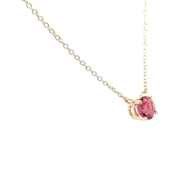 14KY Gold Necklace with 5 mm Round Pink Tourmaline - 18