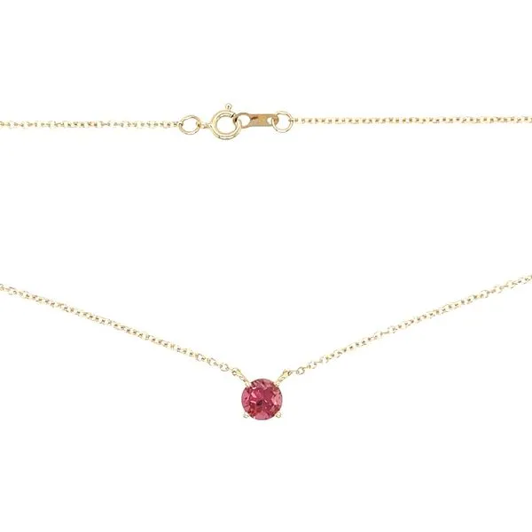 14KY Gold Necklace with 5 mm Round Pink Tourmaline - 18