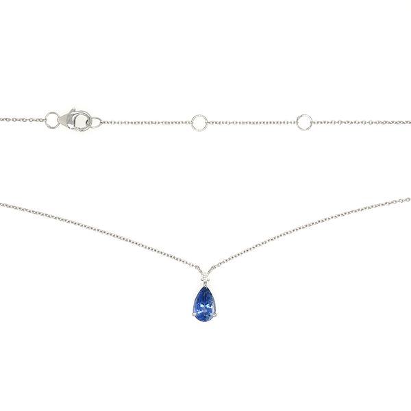 18KW Gold Necklace with Pear Blue Sapphire & Diamond Image 4 Franzetti Jewelers Austin, TX