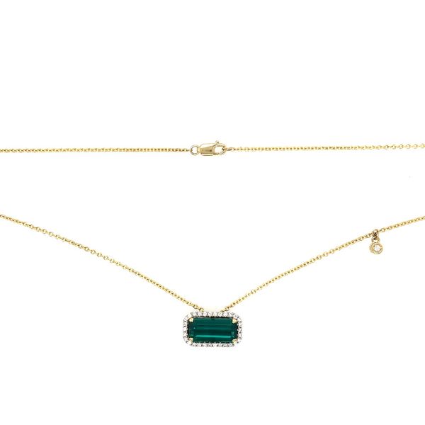14KY & Platinum Necklace with East West Emerald Cut Tourmaline & Diamonds Image 3 Franzetti Jewelers Austin, TX