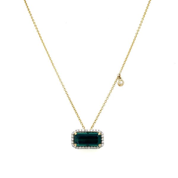 14KY & Platinum Necklace with East West Emerald Cut Tourmaline & Diamonds Image 4 Franzetti Jewelers Austin, TX