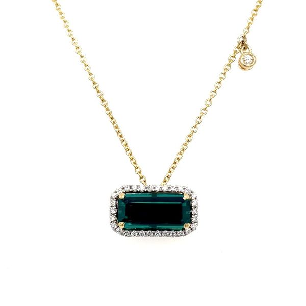14KY & Platinum Necklace with East West Emerald Cut Tourmaline & Diamonds Franzetti Jewelers Austin, TX