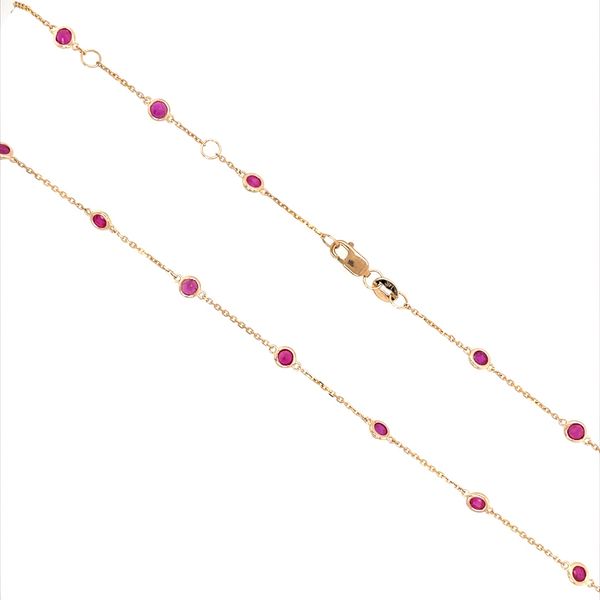 14K Yellow Gold Ruby Station Necklace 2.86 CTW 18
