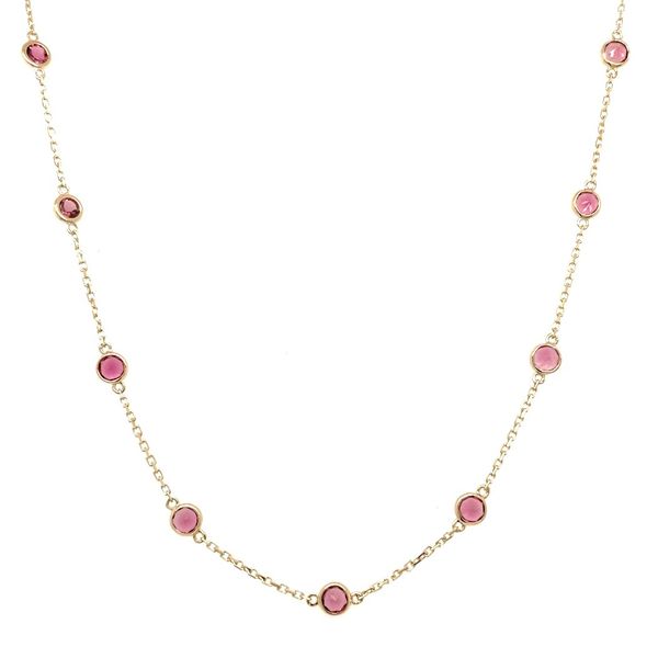 14K Yellow Gold Pink Tourmaline Station Necklace 2.34 CTW Franzetti Jewelers Austin, TX