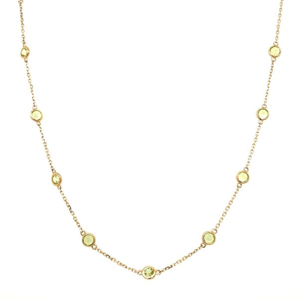 14K Yellow Gold Peridot Station Necklace 2.77 CTW Franzetti Jewelers Austin, TX