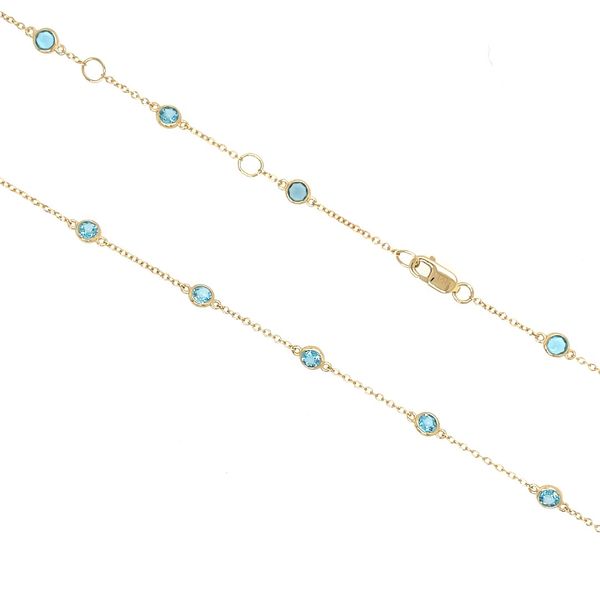 14K Yellow Gold Blue Topaz Station Necklace 2.72 CTW 18