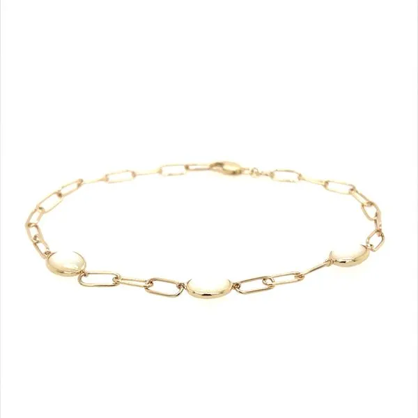 14KY Gold 3 Mother-of Pearl Station Bracelet 7