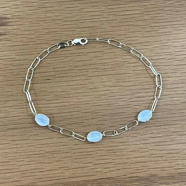 14KY Gold 3 Mother-of Pearl Station Bracelet 7