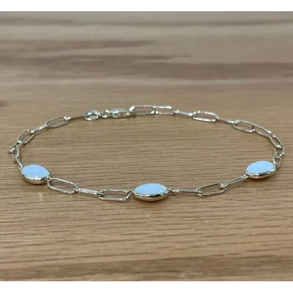 14KY Gold 3 Mother-of Pearl Station Bracelet 7