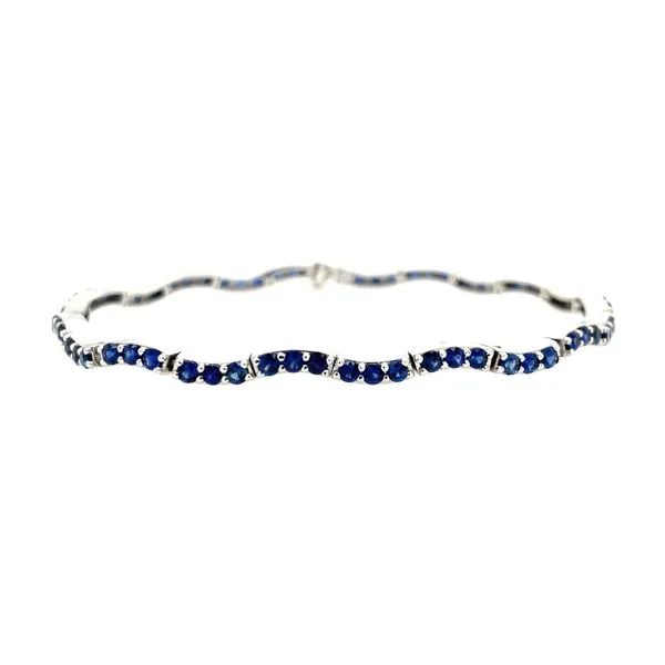 14KW Gold 3.38 CTW Blue Sapphire Wave Bracelet 7