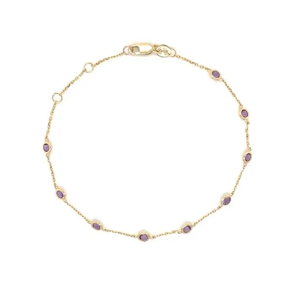 14KY Gold Amethyst Station Bracelet 0.97 CTW 7.5