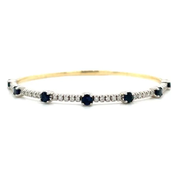 14K Y&W Gold Flexible Halfway Sapphire & Diamond Bangle Bracelet Image 3 Franzetti Jewelers Austin, TX