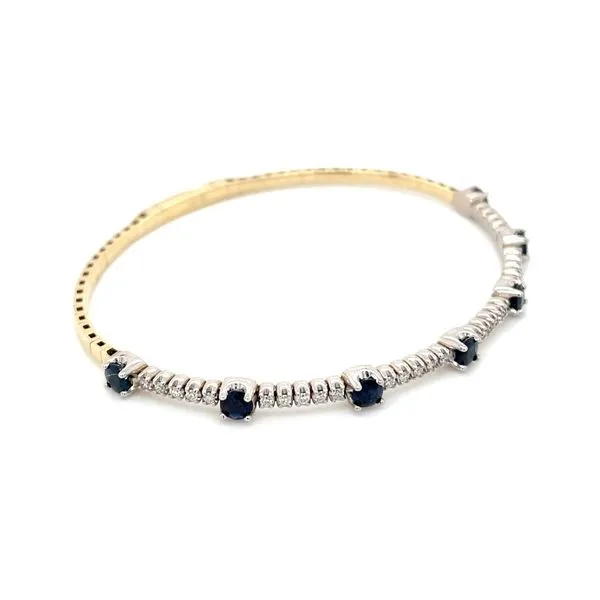 14K Y&W Gold Flexible Halfway Sapphire & Diamond Bangle Bracelet Image 5 Franzetti Jewelers Austin, TX